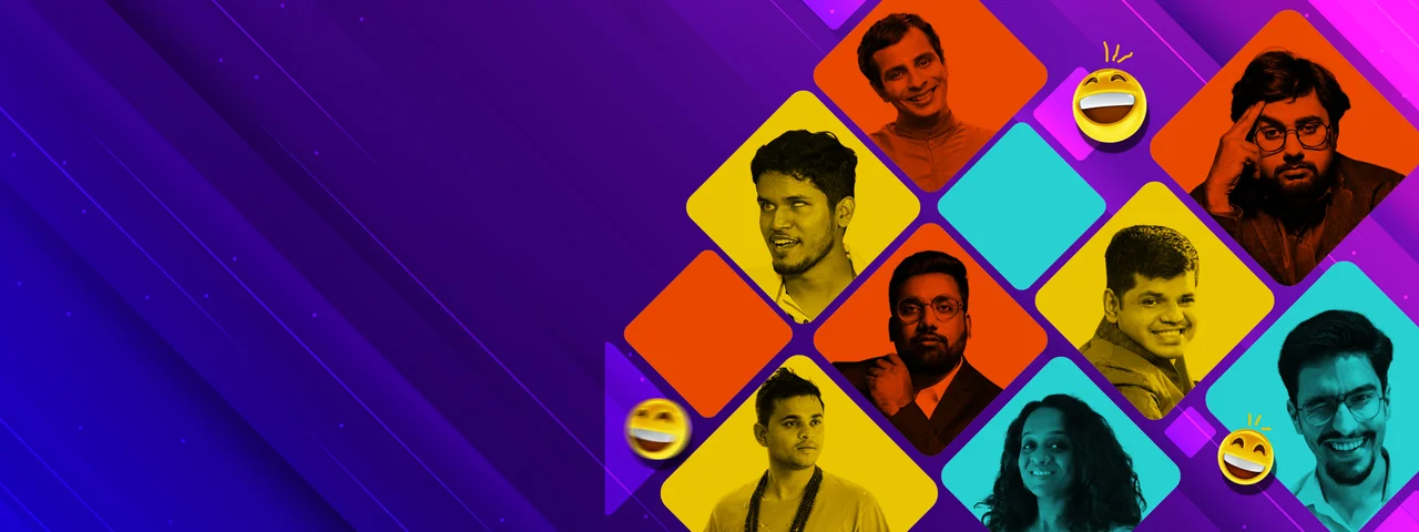 Stand-up comedian performing live on stage in Ahmedabad