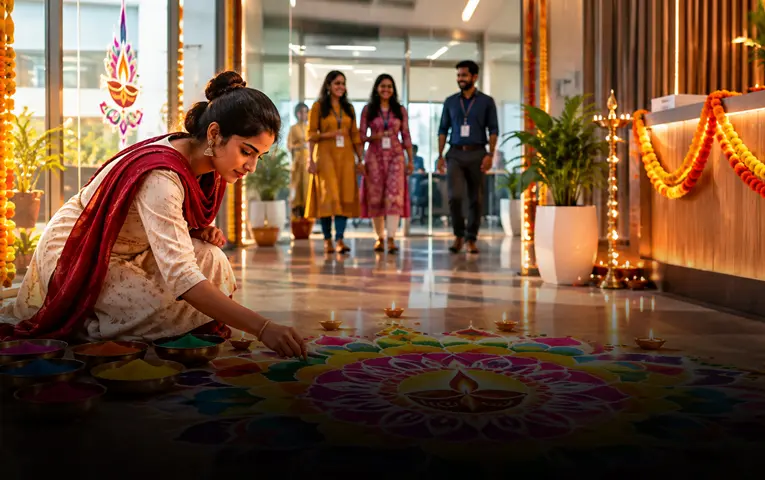 Diwali Rangoli Artist for Office Banner
