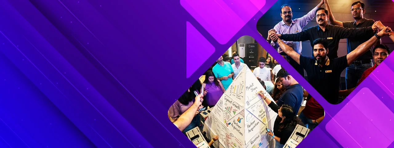 Corporate employees participating in accountability drills and ownership-led team building workshops.