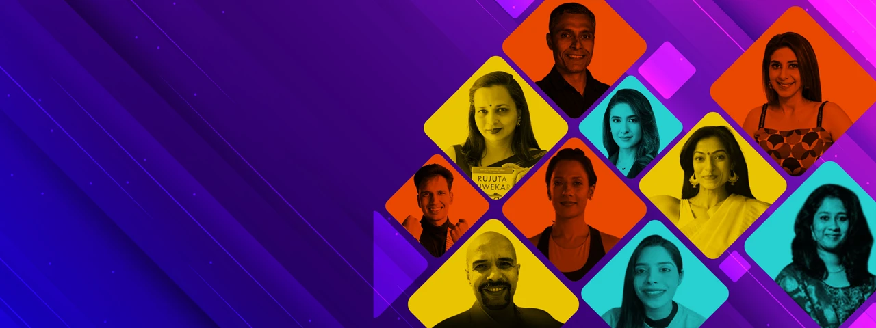 Collage of top Indian corporate nutritionists, clinical dietitians, and holistic health speakers available for corporate wellness programs and employee health seminars