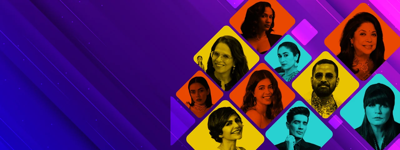 Collage of top Indian fashion designers, lifestyle entrepreneurs, and motivational speakers available for retail summits, brand launches, and leadership events
