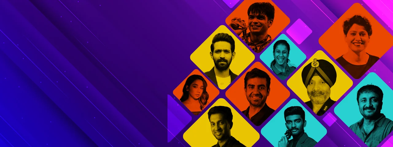 Collage of top Indian youth icons, young achievers, and Gen-Z motivational speakers available for corporate youth summits, campus recruitment events, and future-ready leadership offsites