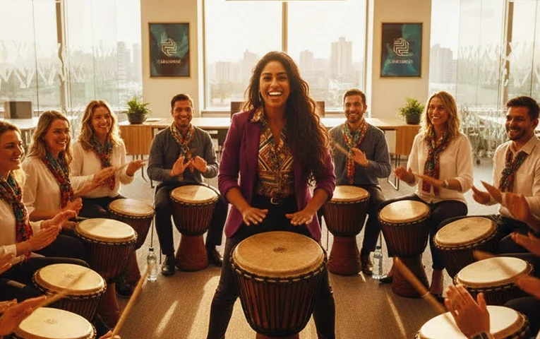 Drum Jam, with a female percussionist