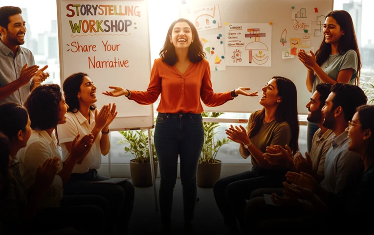Story Telling Workshop Team Building Activity Banner