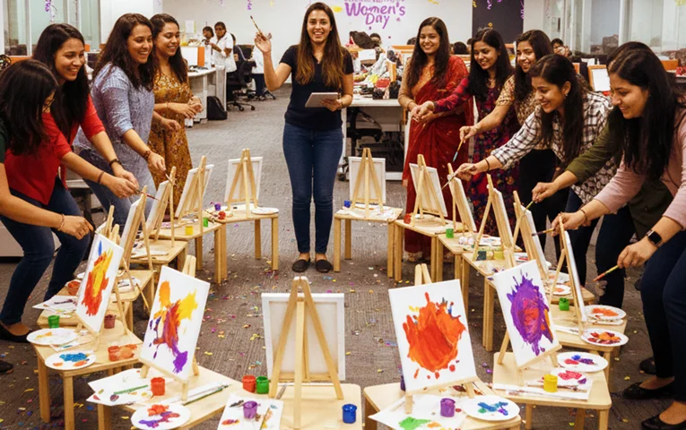 Musical Chair Painting Women's Day Activity